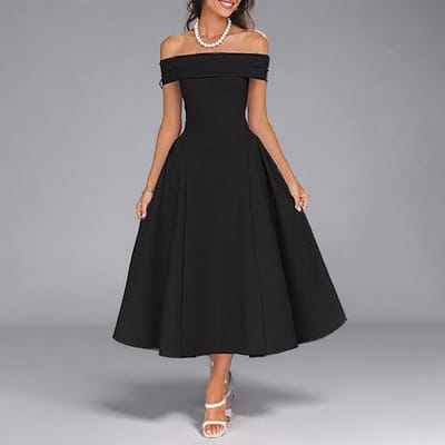 Nieuwe Lente Trendy Dameskleding Elegant Temperament Effen Kleur Off-shoulder Taille-omhelzend Mode Jurk 2XL