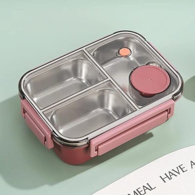 Boîte à déjeuner en acier inoxydable 304 avec couverts pour adultes enfants, récipient à déjeuner étanche, portable, à compartiments, boîte bento, récipients alimentaires