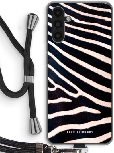 Case Company® - Hoesje met koord geschikt voor Samsung Galaxy A13 5G hoesje met Koord - Zebra - Telefoonhoesje met Zwart Koord - Bescherming aan alle Kanten en Over de Schermrand