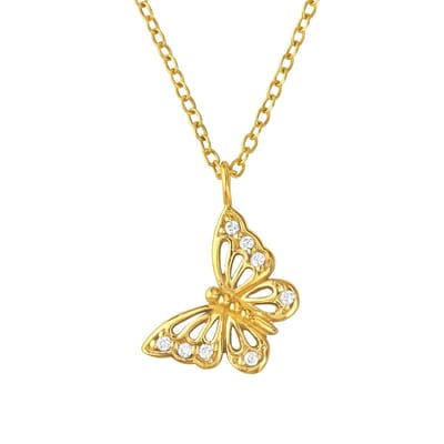 Montebello Ketting Butterfly - 925 Zilver Verguld - Vlinder - 10x13mm - 45cm