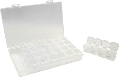 Diamond Painting Accessoire - Opslagdoos met Deksel & 28 Uitneembare Vakjes - 17.5x10.5x2.6cm