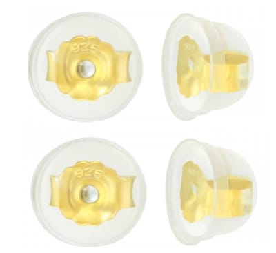 La Rosa Princesa Siliconen Achterkantjes Zilver Gold Plated - Verguld - Goudkleurig 4 Stuks