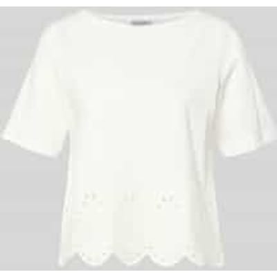 T-shirt met ronde hals en opengewerkte borduursels