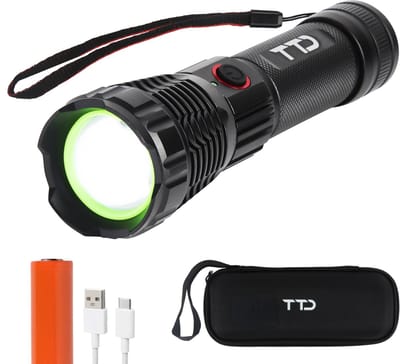 TTD® Militaire Zaklamp LED Oplaadbaar - LEP Technologie - IP65 Waterdicht - 1100 Lumen - 7 Uur Accu - Zoomfunctie - Powerbankfunctie - USB Oplaadbaar
