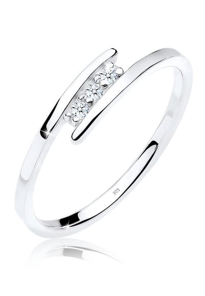 Elli PREMIUM - Ring - Dames Klassiek Elegant met Diamant (0,06 ct.) in 925 Sterling Zilver - Dames