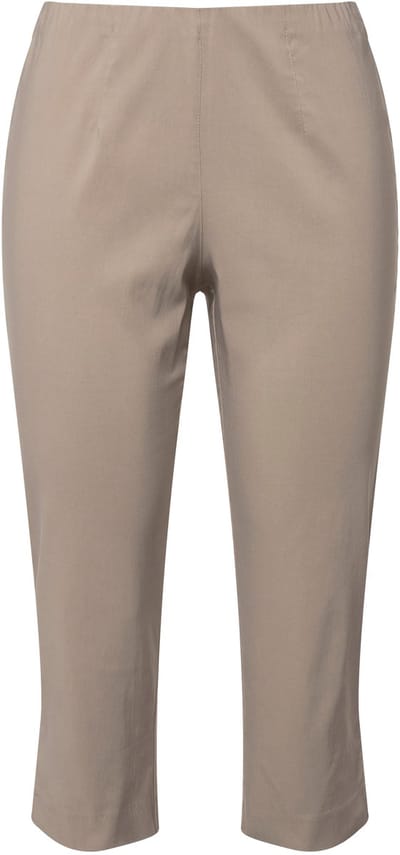 Ulla Popken - Dames - Bengalin broek kuitlang elastische tailleband stretch - Cement - Maat 60