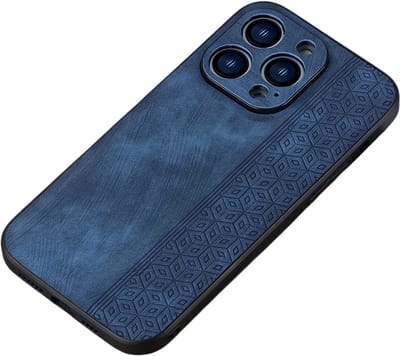 Leren Telefoonhoesje – Geschikt voor iPhone 17, Schokabsorberend Smartphone Hoes, Luxe Business Case, Volledige Bescherming - Blauw