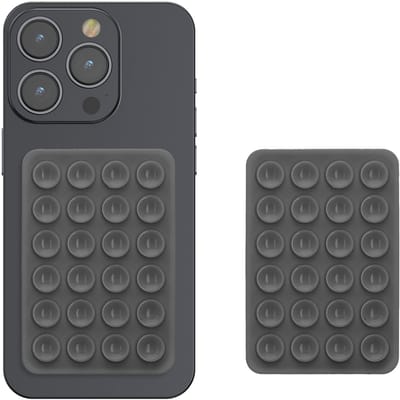kwmobile 2x silicone zuignap telefoonhouder universeel - Zelfklevende telefoon houder - 5,5 x 8 cm - Geschikt voor iPhone en Android in donkergrijs / donkergrijs