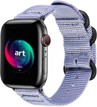 Strap-it Nylon Smartwatch bandje met gesp - Geschikt voor Apple Watch Series 1/2/3/4/5/6/7/8/9/10/11/SE/SE2/SE3 - Lavendel - Stof iWatch bandje met gespsluiting voor maat: 38 / 40 / 41 / 42mm
