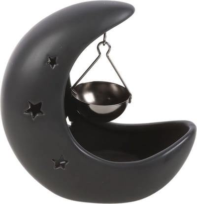 Something Different - Black Crescent Moon Hanging Oil Burner Oliebrander - Zwart