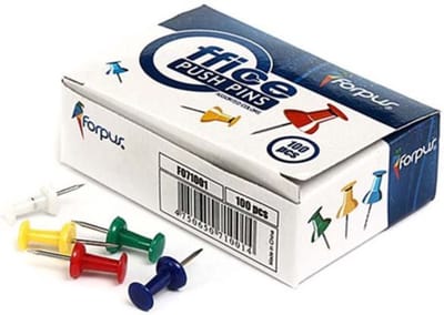 DUIMSPIJKERS PUSH PINS FORPUS 100STK MULTIKLEUR