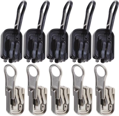 Ritsen Vervanging Set - Sliders Kit - Outdoor Kleding - Omkeerbaar U-vormig - Maat 5 - Zwart Zilver