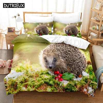 3D Egel Beddengoed Set Dekbedovertrek Met Kussensloop Twin Full Queen King Maat Zacht Comfortabel Beddengoed EU single(135x200cm)