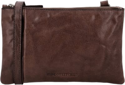 Hide & Stitches Westland Crossbody Schoudertas - Avondtasje - Ritstasje - Leren Dames Tas - Donkerbruin