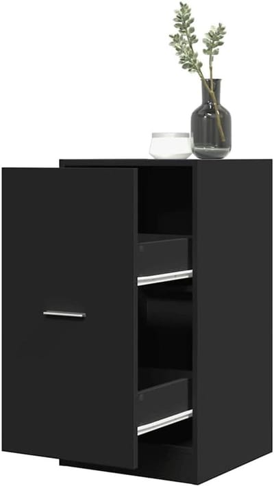 Apothekerskast - Opbergkast Lade - Spullen Opbergen - Bewerkt Hout Materiaal - 40 x 41 x 775 cm - Zwart