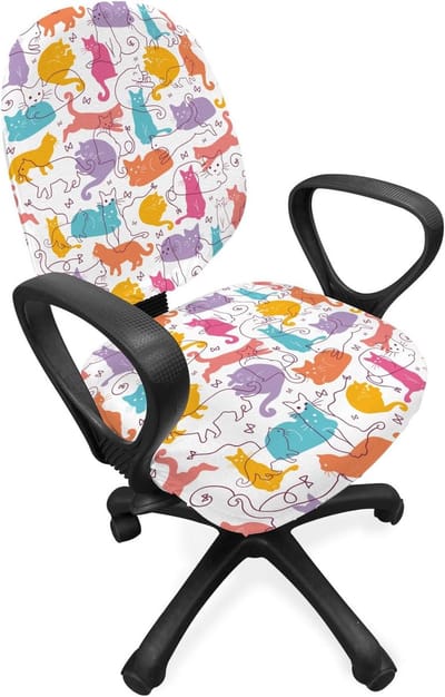 ABAKUHAUS Kat Bureaustoel Hoesje, Slaap Vrolijk Spelen, Decoratieve Beschermhoes van rekstof, Meerkleurig