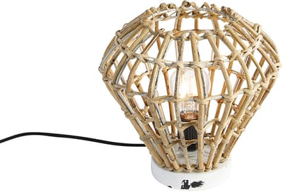 QAZQA diamondcanna - Landelijke Tafellamp - 1 lichts - H 24 cm - Naturel - Woonkamer | Slaapkamer | Keuken
