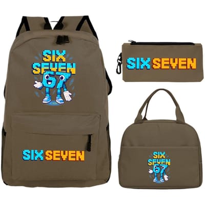3 stuks Zes Zeven Italiaanse Brainrot Schooltas Lunchtas Etui Set Cartoon Mode Rugzak Etui Pakket Schoolbenodigdheden Cadeaus