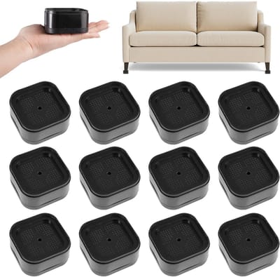 Meubelverhoger set Extra Stevige Verhoging - Bedverhogers Multifunctioneel Gebruik - 8 cm Verhoging Set van 12 | Geschikt voor Bed, Tafel en Stoelen – Modern Zwart Design