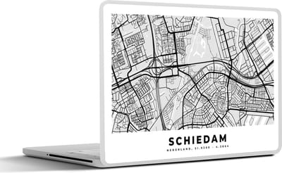 Laptop sticker - 10.1 inch - Kaart - Schiedam - Nederland - 25x18cm - Laptopstickers - Laptop skin - Cover