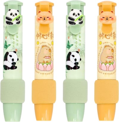 Uitwisbare Pennen - Gumstiften Gummen - Fouten Corrigeren - Intrekbaar Ontwerp - 4 Stuks 110mm - Bruin Groen