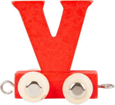 Small Foot - Houten Lettertrein Rood - V - 12 s tuks