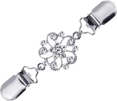 Fako Bijoux® - Vestsluiting - Vestclip - Sjaalspeld - Vestklem - Bloem - Kristal - Zilverkleurig