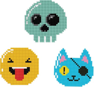 Diamond painting Stickers - Kinderen/Volwassenen - DTZ12.018 Diamond Dotz® - Emoji - Ronde steentjes - Volledig pakket