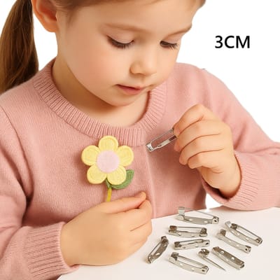 10x Zilverkleurige Broche Sluitingen – 3 cm Veiligheidsspeld met Dubbele Gaatjes – Metaal Locking Pins voor DIY, Naambadges, Corsages & Sieraden – IJzer – Zilverkleur