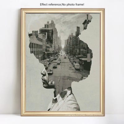 Diamant borduurwerk abstract diamant portret diamant schilderij volledige boor ronde strass foto's 20X30 gray