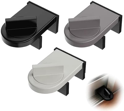 3-delige set veiligheidssloten voor schuiframen - 6x4x2,3cm - Schuifdeurblokkering - schuifraamsloten - Window lock - Begrenzer slot - Verticale en horizontale raamsloten - Wigvormige raamstoppers - Verstelbare - Geen boren nodig voor installatie