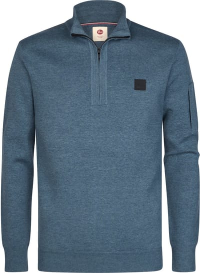 Petrol Industries - Heren Gebreide half-zip sweater stonefield - Blauw - Maat XXXL