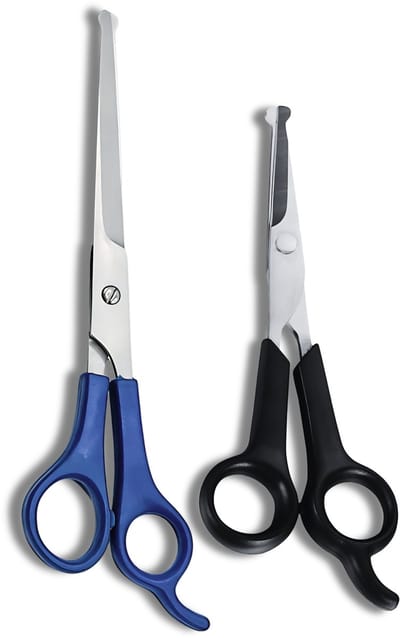 Guardian Beauty Scharenset - 5,5 en 7,5-Inch - Roestvrij Staal - Ronde Veiligheidstip - Hondentrimscharen met Etui