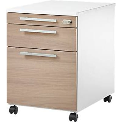 Schäfer Shop  Select Verrijdbaar ladeblok SET UP, afsluitbaar, B 432 x D 580 x H 595 mm, wit/eiken