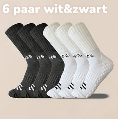 Dutchers® Gripsokken - 6 Paar - Maat 39/44 - Sportsokken - Voetbalsokken - Trainingssokken - Sokken - Anti glij effect - Extra steunend ademend