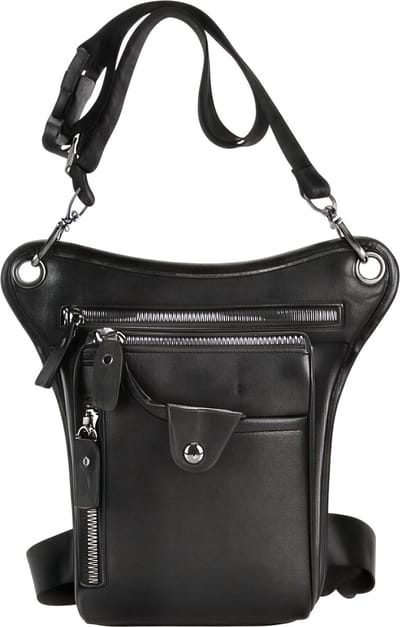 Vintage Heren Heup- en Beentas van Kunstleer - Drop Leg Fanny Pack en Crossbody Tas voor Motor - Stoere Messenger Thigh Bag voor Dagelijks en Outdoor Gebruik - Zwart