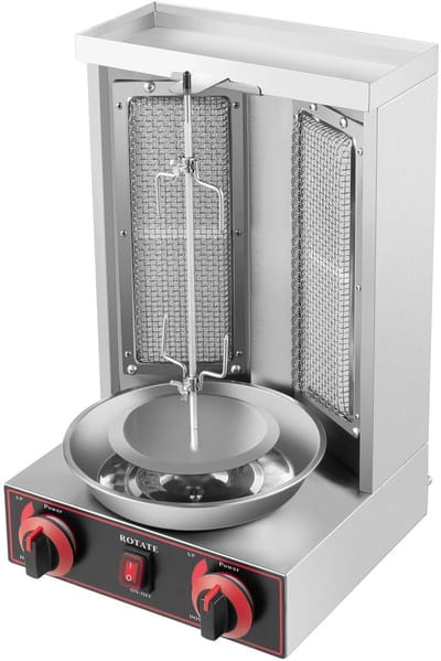 Linkforu – Gas BBQ Grill Apparaat - Doner Kebab Machine - Capaciteit van 8 tot 12 Kg - 360 ° Draaibaar – 3000 Watt – 2 Gasbranders