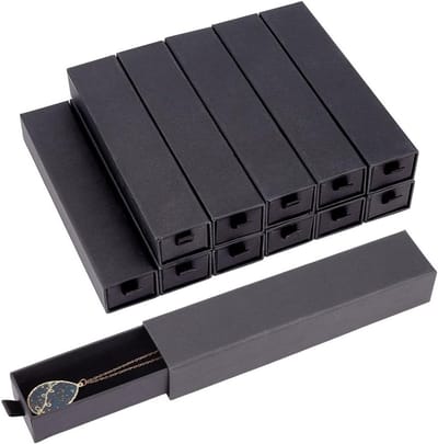 16 Stuks Zwarte Ladesieraden Geschenkdozen, 21 x 4,5 x 3,5 cm, Kartonnen Dozen met Fluwelen Strik voor Bruiloft, Verjaardag en Jubileum