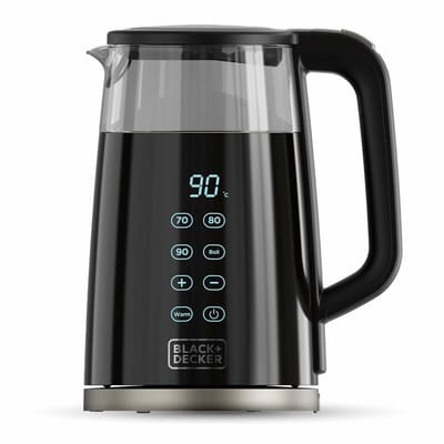 Black+Decker - Elektrische Waterkoker BXKE2206E | 2200W | 1,7L Capaciteit | 7 Temperatuurniveaus | Glas met Dubbele Wandisolatie | 360º Draaibare Basis | Auto-Off | Verwijderbaar Filter