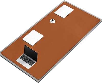 Famanu – bureauonderlegger - 160 x 80 cm - dubbelzijdig groot bureauonderlegger - grote muismat bovenop bureaus voor computer - gaming - thuis of op kantoor (bruin)