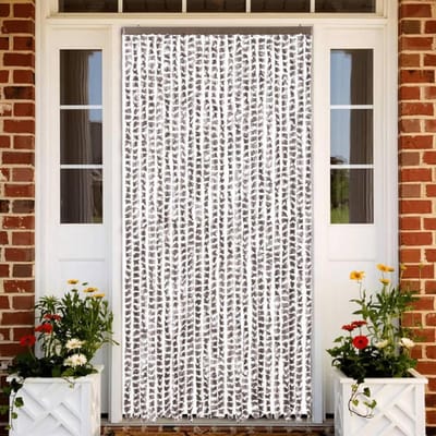 Vliegengordijn Chenille - Insectenwering Deur - Buiten Binnen - Stil Zacht Werking - 100x230cm - Taupe Wit