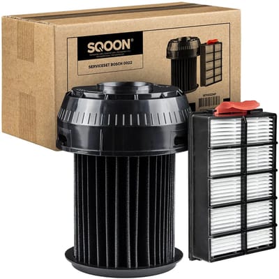 SQOON® Serviceset geschikt voor Bosch Roxx'x stofzuigers - Gelijk aan: 00649841, 00570324 - Cilinderfilter & HEPA-filter voor optimale filtering