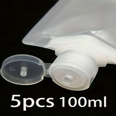 5 Stuks 30/50/100ML Verdikte Reis Subverpakking Cosmetische Lotion Douchegel Shampoo Fles Draagbare Gezichtsreiniger Tas 100ml