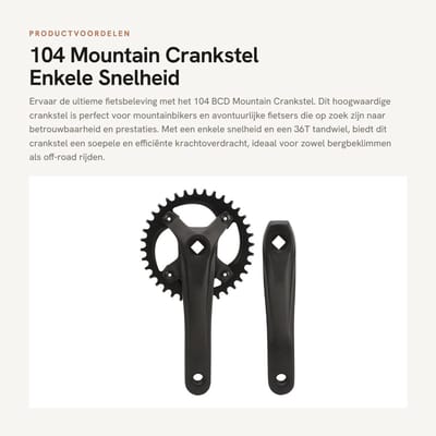 Dailygoods- Crankstel 104 BCD - Aluminiumlegering - Enkele Snelheid - Lichtgewicht - Hoge Sterkte - CNC Precisiefrezen - Fietscrank
