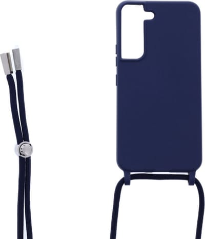 LuxeBass Siliconen hoesje met koord geschikt voor Samsung Galaxy S22+ - Blauw - telefoonhoes - gsm hoes - telefoonhoesje