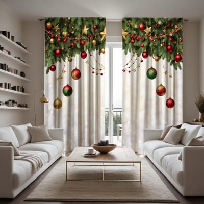 2 Stuks HD Digitaal Groen Kleurrijk Hangende Bal Gordijnen Woondecoratie Stijl Woonkamer Slaapkamer Decoreren Gordijnen met Ringen E W52H63inchW132H160cm white