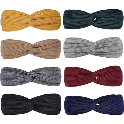 8 pièces bandeau croisé pour femmes visage nettoyage bandeau de cheveux ensemble haute élasticité sport 2 multicolore
