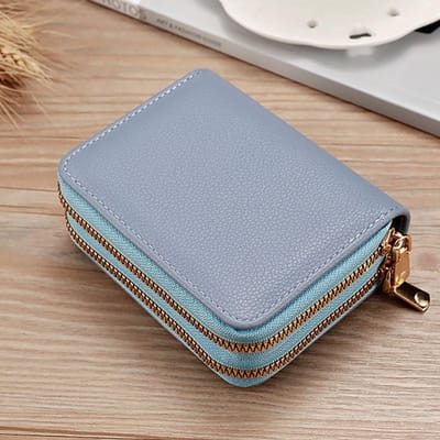 Ynkkvre - Dames Portemonnee – Stijlvolle Imitatieleer Portefeuille – Pasjeshouder met Muntvak – Anti Skim Technologie – Compact & Lichtgewicht – Multifunctioneel Cadeau – Drie Kleuren – Blauw