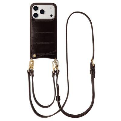 Selencia Hoesje - Geschikt voor Apple iPhone 17 Pro Max - Real Leather Backcover met Pashouder - Dark Chocolate