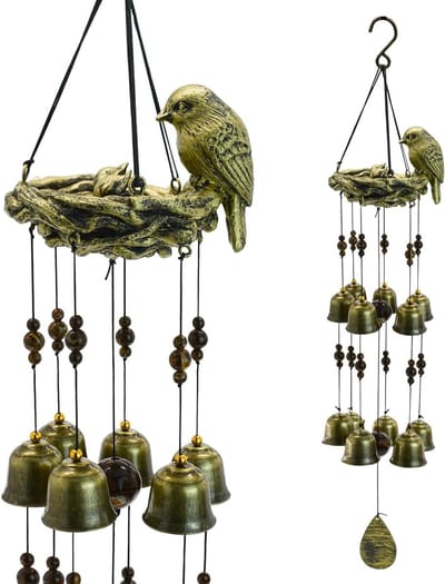 Decoratieve Vogel Windgong met 12 Klokken - Perfecte Tuinaccessoire en Moederdag Cadeau voor Buiten en Binnen